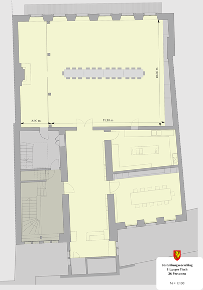 Festsaal Bestuhlung Bankett 26 Personen