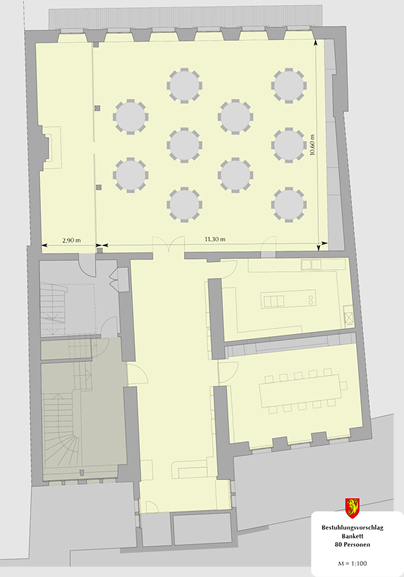 Festsaal Bestuhlung Bankett 80 Personen